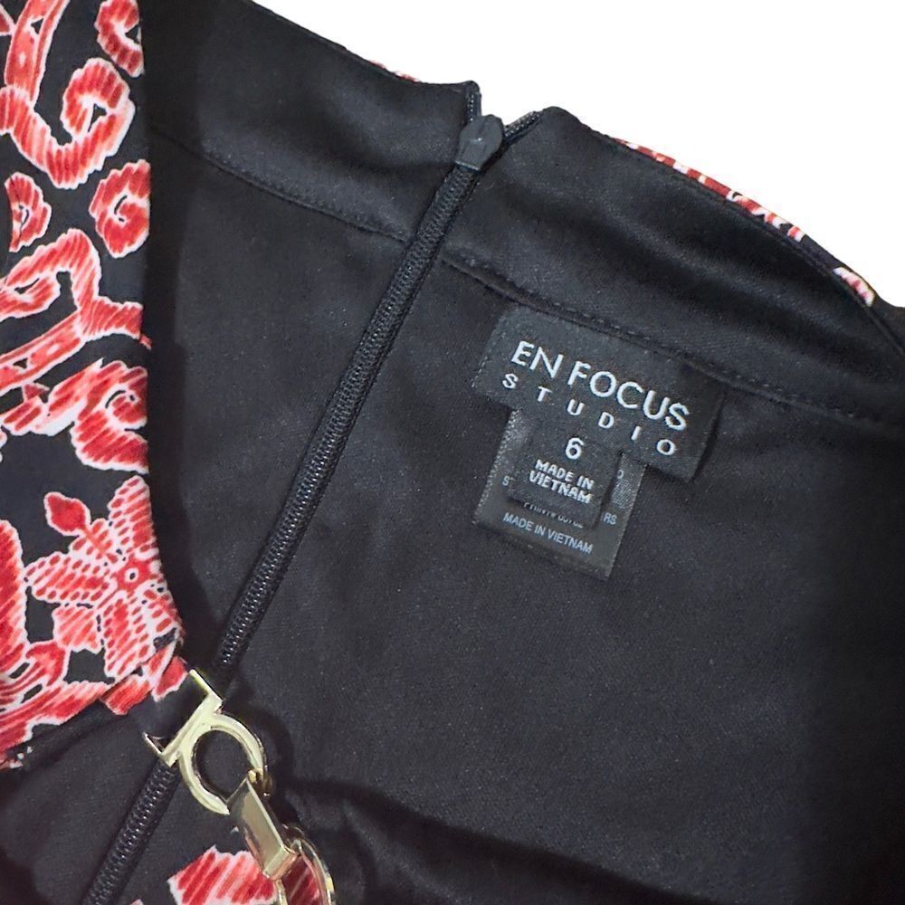 ENFOCUS Studio Red Black Print Sleeveless Jumpsuit Size 10 - Picture 14 of 16